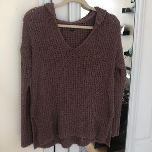 Knit pullover hoodie